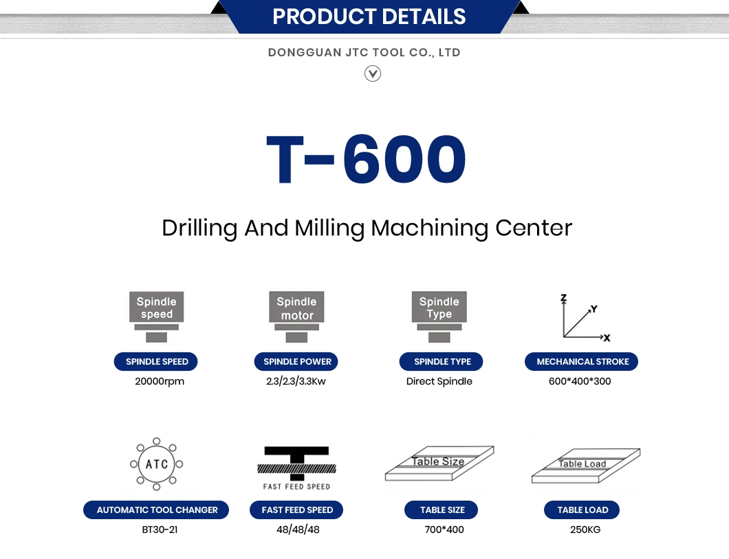 Jtc Tool CNC Drilling Machining Center Drilling and Milling Machining High Processing Precision China High-Speed Drilling and Milling Machining Center